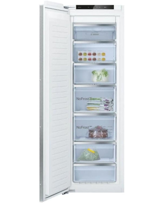 Bosch 235L Gross 211L Net Capacity Built-In Upright Freezer Series 6, No Frost & Big Box Drawers - GIN81AEE0M White