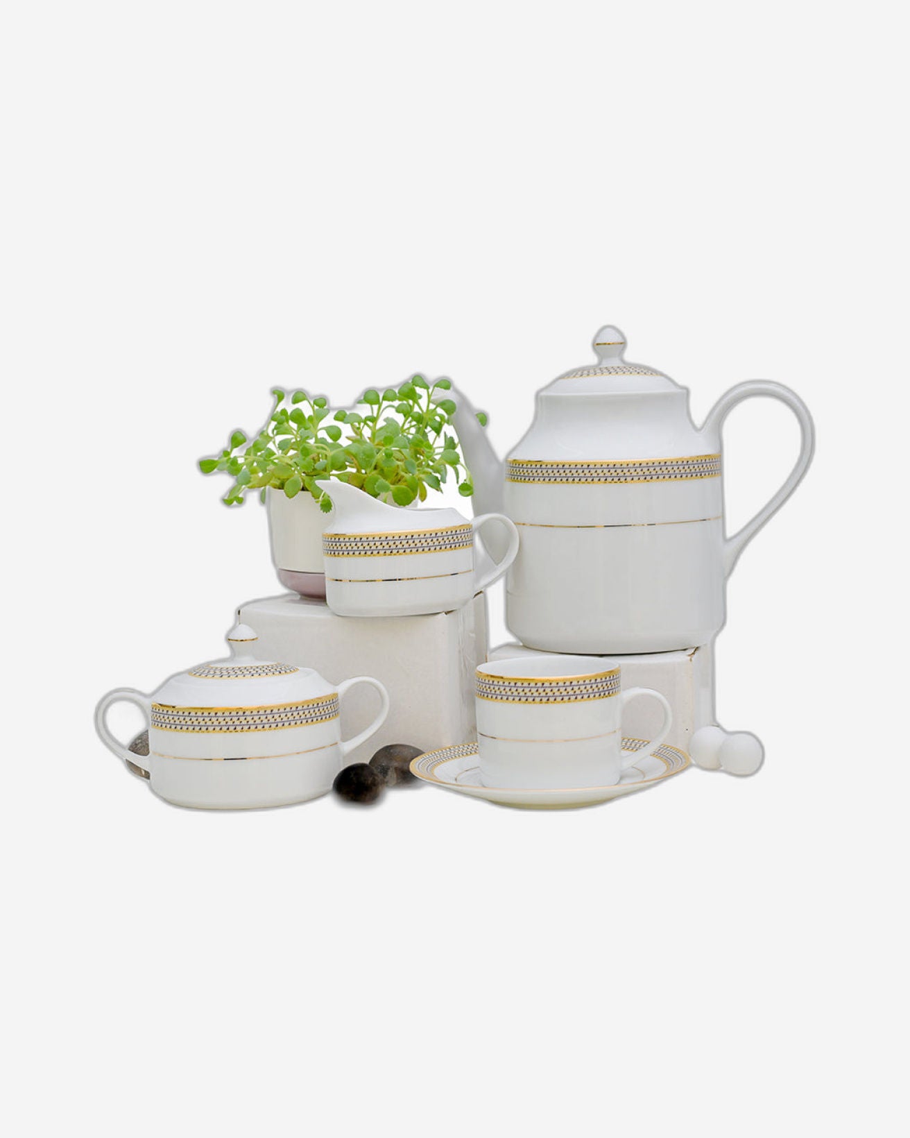 Dankotuwa 59-pc Dinner Set with Gold Golden City of Egypt History