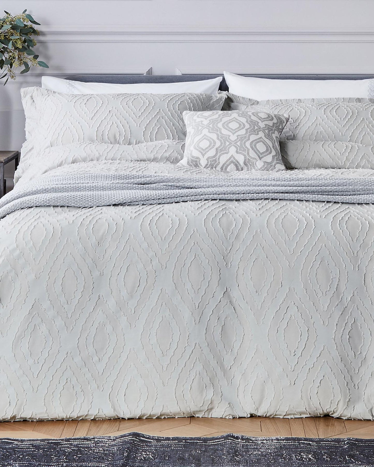 Bedeck of Belfast "Gia" Duvet Cover and Oxford Pillowcase in Silver