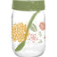 Herevin 370ml Glass Spice Jar with Decorative PP Green Lid and Spoon Botanic, Transparent