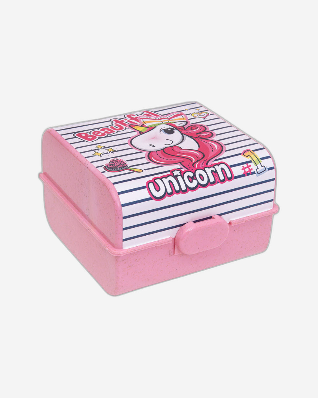 Herevin Unicorn Printed Pink Lunch Box for Kids – BPA-Free Polypropylene (PP) Food Container with Snap Lock Lid, 860?ml