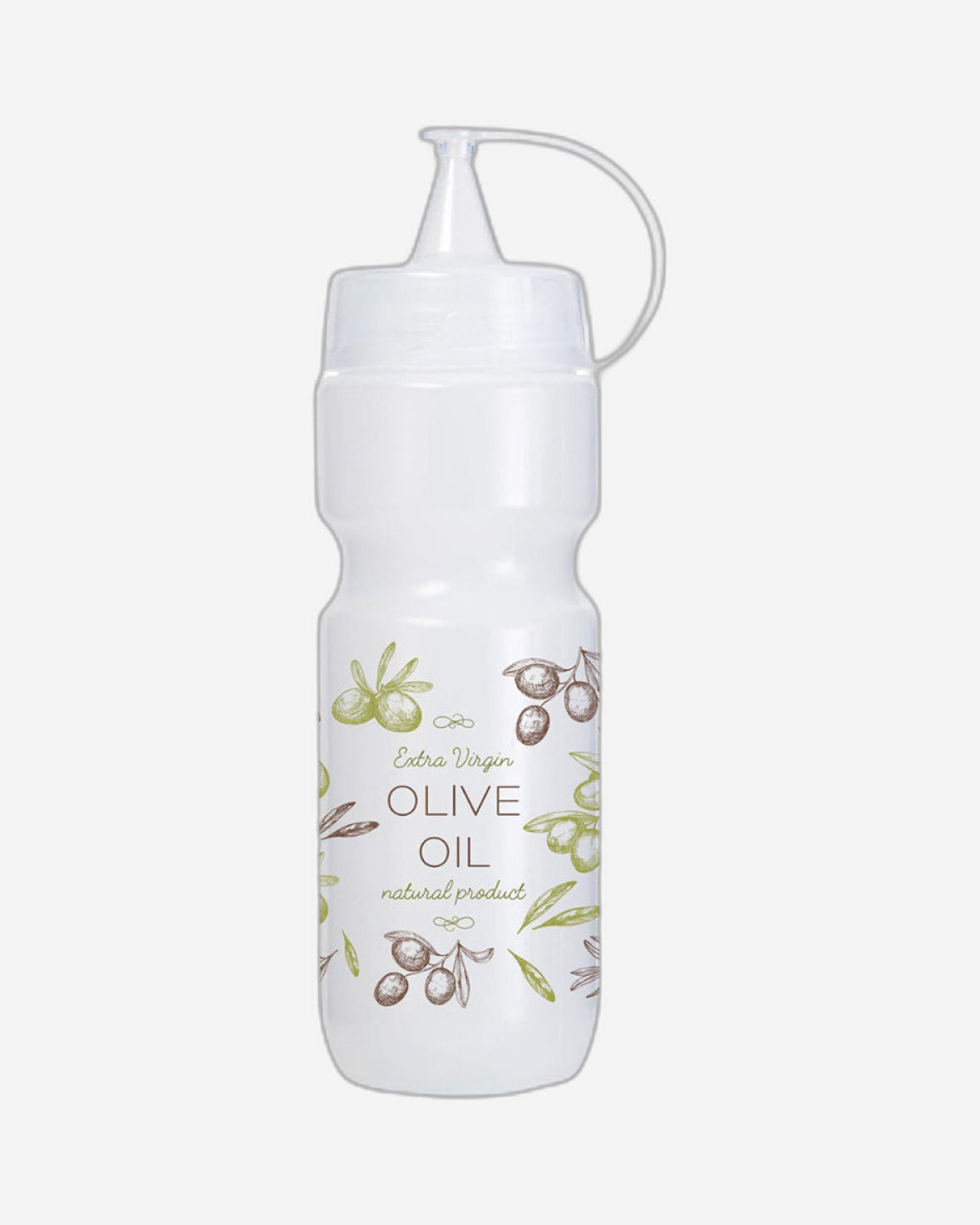 Herevin 660ml Natural Olive Oil Dispenser Bottle - White Decorated BPA-Free PP & PE Kitchen Bottle with No-Drip Spout - Durable, Lightweight