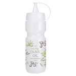 Herevin 660ml Natural Olive Oil Dispenser Bottle - White Decorated BPA-Free PP & PE Kitchen Bottle with No-Drip Spout - Durable, Lightweight