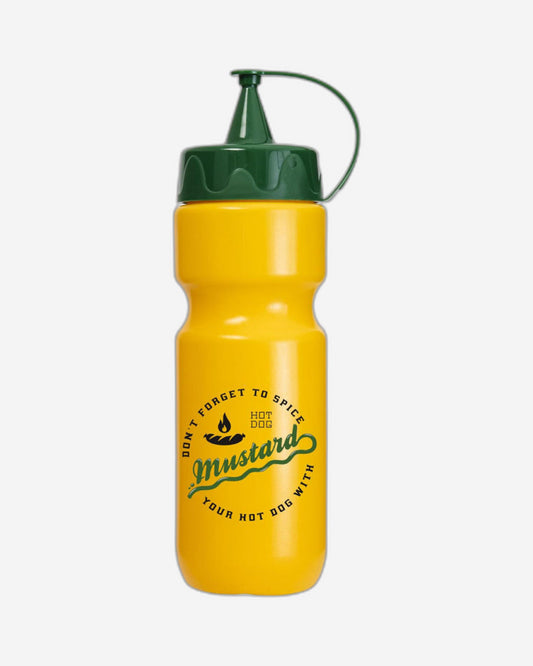 Herevin 660ml Mustard Yellow Decorated Mustard Dispenser Bottle – BPA-Free PP & PE Easy-Squeeze Condiment Bottle with Snap-On Cap – Reusable