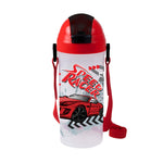 Herevin 610ml Speed Racer Printed School Bottle with Straw - BPA-Free Water Bottle Made from PP, TPE, Silicone & Stainless Steel – Leak-Proof & Durable Sipper Bottle for Kids