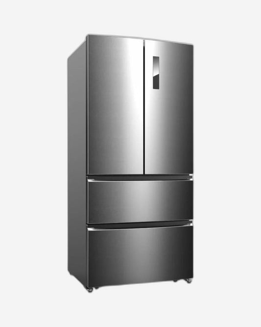 Hoover 670L French Door Refrigerator, Inverter Compressor, LED Display with Touch Control,2 Metal Glide Drawers, 10 Year Warranty, Silver - HFD-K670-S