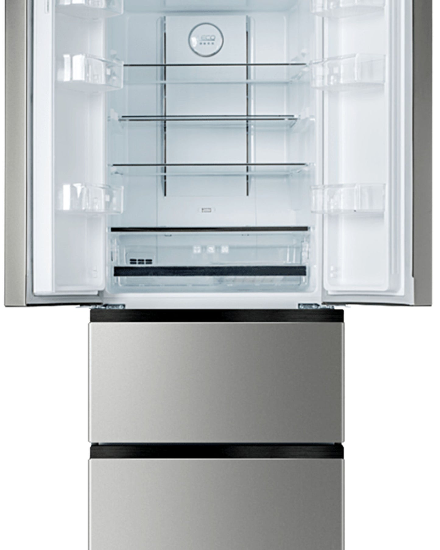 ثلاجة هوفر 534 لترًا بباب فرنسي، ثلاجة عاكس مزدوج، شاشة LED مع تحكم باللمس، ضمان لمدة عام واحد من التصنيع و10 سنوات على ضاغط العاكس، 50/60 هرتز من الفولاذ المقاوم للصدأ - HFD-M438-S