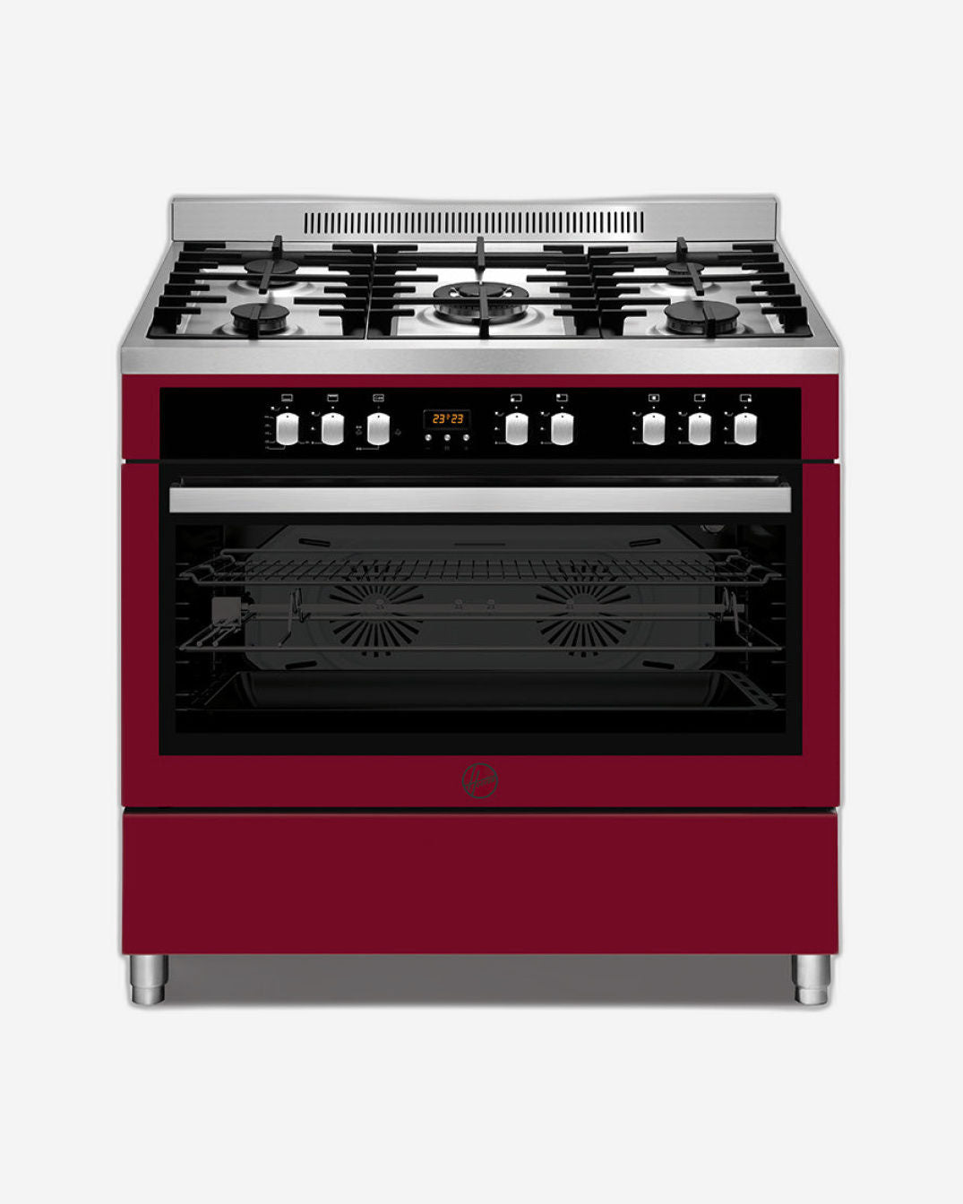 Hoover 90x60 5-Burner Full Gas Cooker (Cranberry Red)