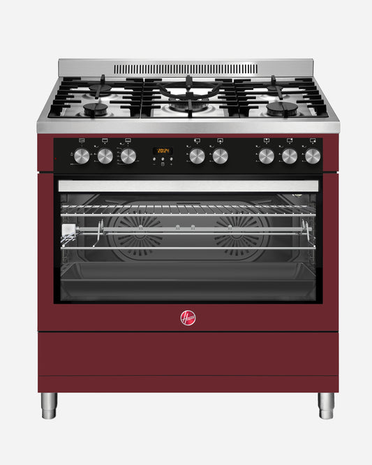 Hoover 90X60 5-Burner Full Gas Freestanding Gas Cooker (Cranberry Red)