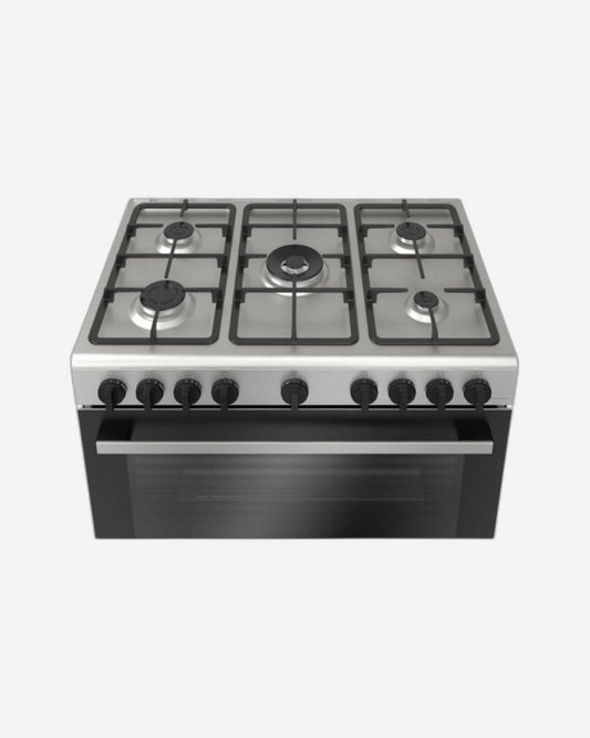 Bosch Series 2, 5 Burners Gas Range Cooker with 125L Oven, Rotisserie - HGV1E8Y50M Stainless Steel
