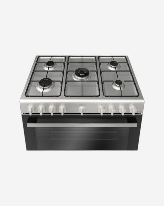 Bosch Series 4, 5 Burner Gas Range Cooker with 125L Oven, Rotisserie & Burners - HGV1ISW50M Stainless Steel