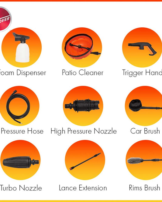 Hoover Pressure Washer 165 Bars with 9 Accessories