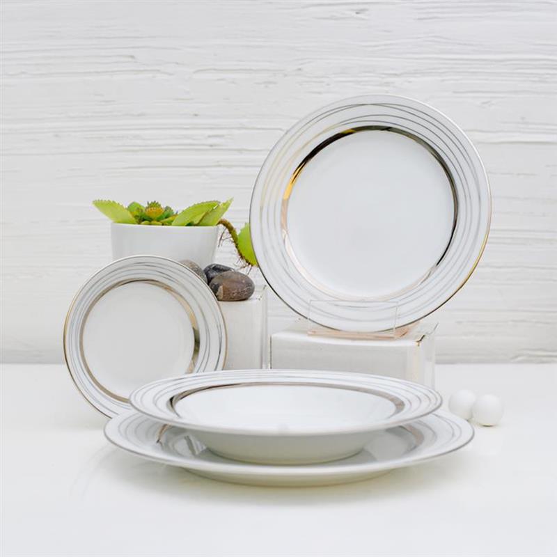 Dankotuwa Dinner Set 24Pc White Silver Helen