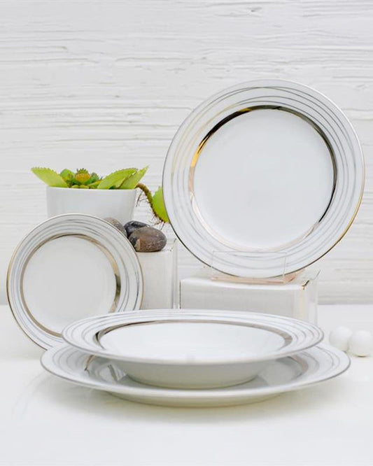 Dankotuwa 24-pc Dinner Set with White Silver Helen