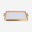 Chaoan Amber Large Leather Tray - Shiny Ivory With Gold  (Size Without Handle 49X32X3.6Cm)
