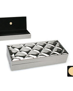 Winko Oblong Hinged Trinket Box with 14pcs Clear Crystal Black Velvet