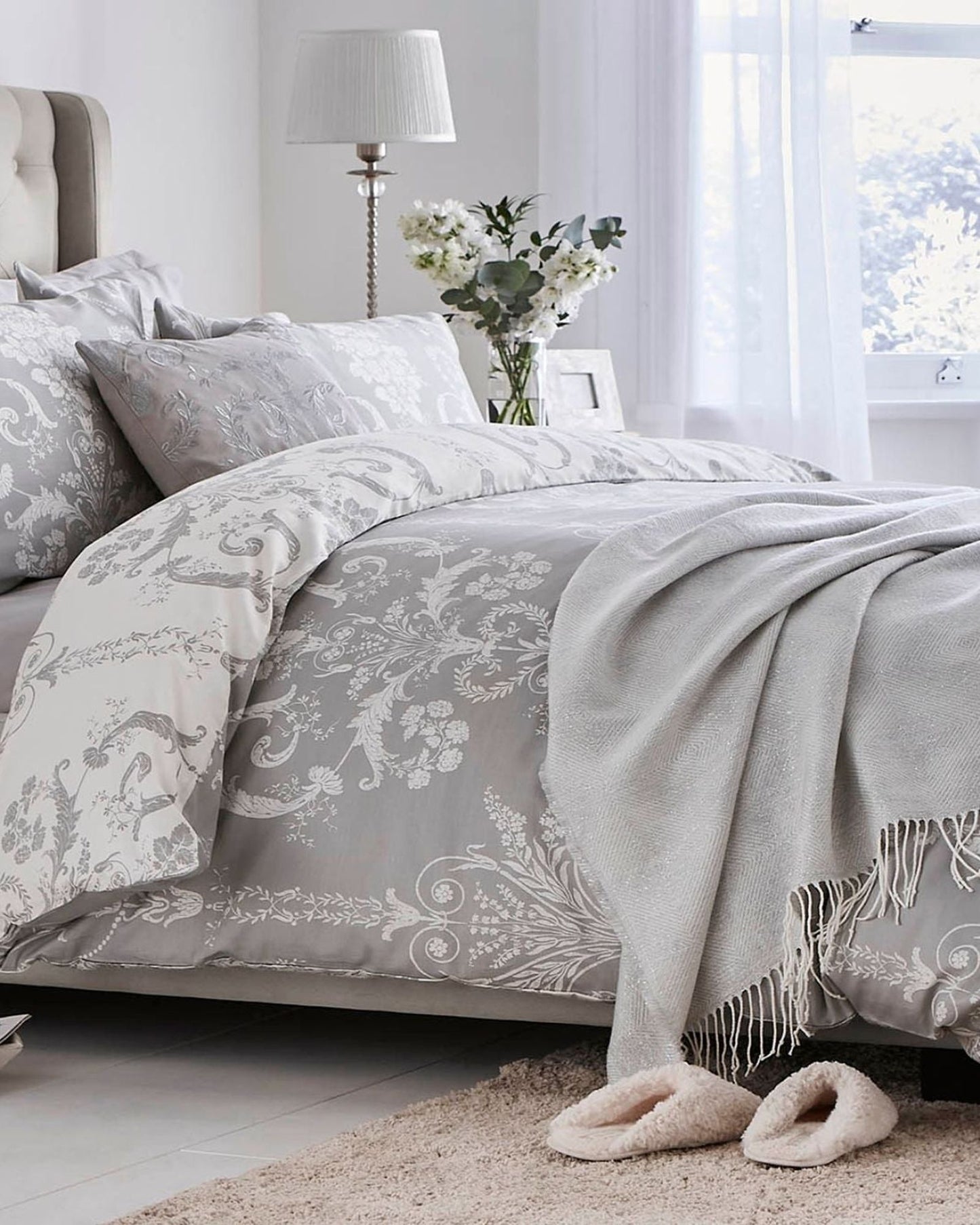 Laura Ashley "Josette" Duvet Cover Set in Steel