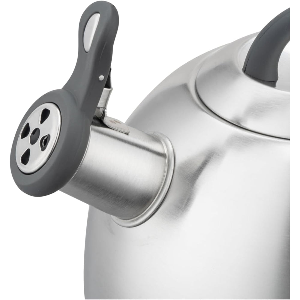 Cuisine Art KAHL Stainless Steel Whistling Tea Kettle 3.0L, Silver, Capsule Bottom, Grey Nylon Soft Touch Handle, Satin Finish, Multi-Layer Base, Suitable for use on all stove tops