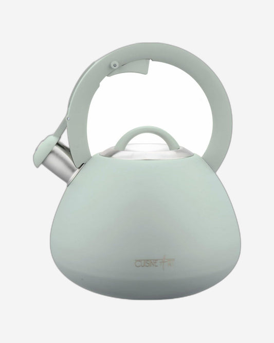 Cuisine Art JURA Stainless Steel Whistling Tea Kettle 3.0L, Green, 201 Stainless Steel, Nylon Handle, Soft Touch Coating, Fast Boiling, 18/0 Single Bottom, Suitable for use on all stove tops