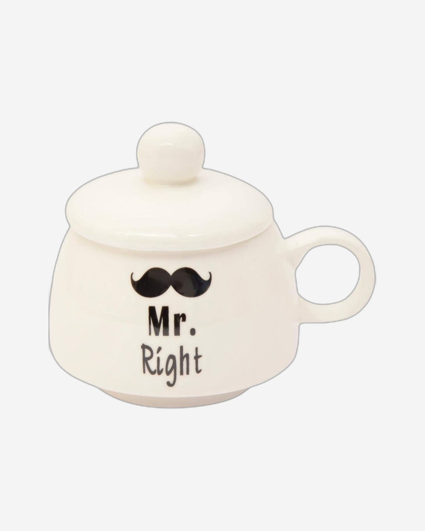 Shallow 2-Piece Mr. & Mrs. Tea Pot Mugs and Lid Set with Tea for Two Pot, Multi-Colour, Bone China – Elegant Tea Set for Couples