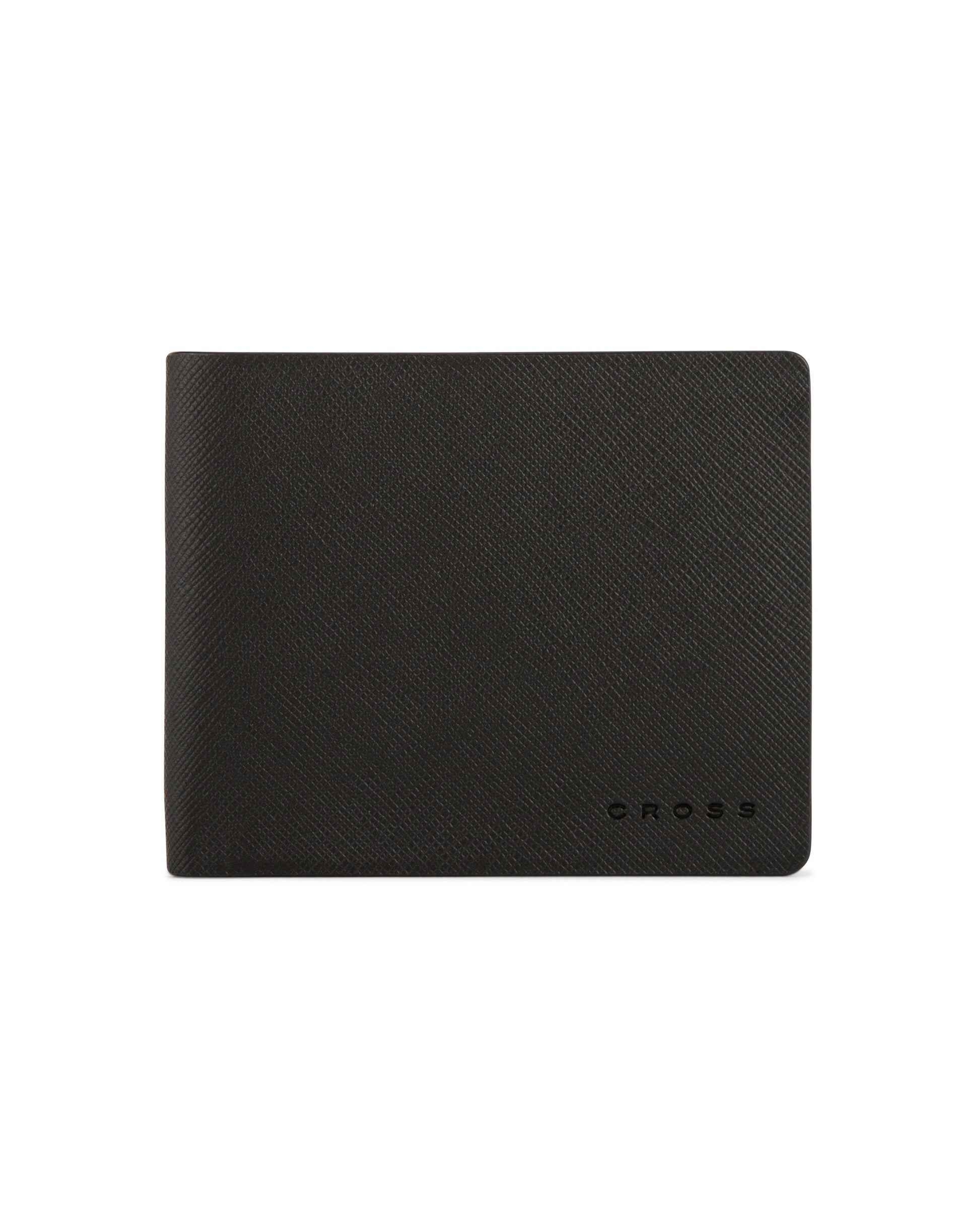 CROSS Saffiano Leather 4CC Bifold Wallet with Coin Pocket - Black