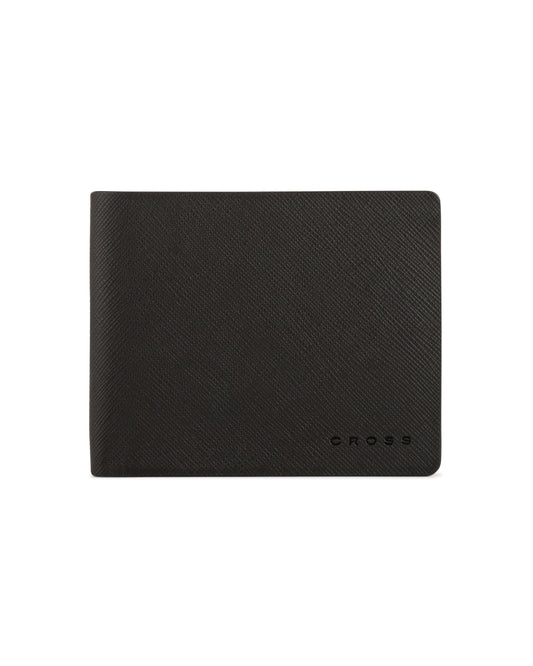 CROSS Saffiano Leather 4CC Bifold Wallet with Coin Pocket - Black
