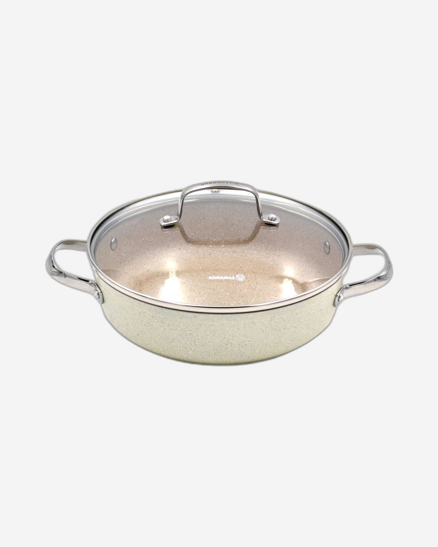 Korkmaz Granita Forged Aluminium Low Stainless Steel Casserole Pot