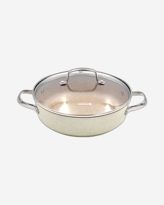 Korkmaz Granita Forged Aluminium Low Stainless Steel Casserole Pot