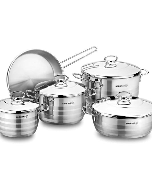Korkmaz Astra 9 Pcs. Induction Base Cookware Set