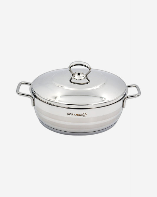Korkmaz Astra Low Stainless Steel Casserole Pot