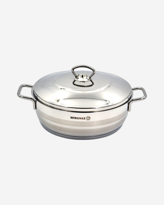Korkmaz Mega Extra Low Stainless Steel Casserole Pot
