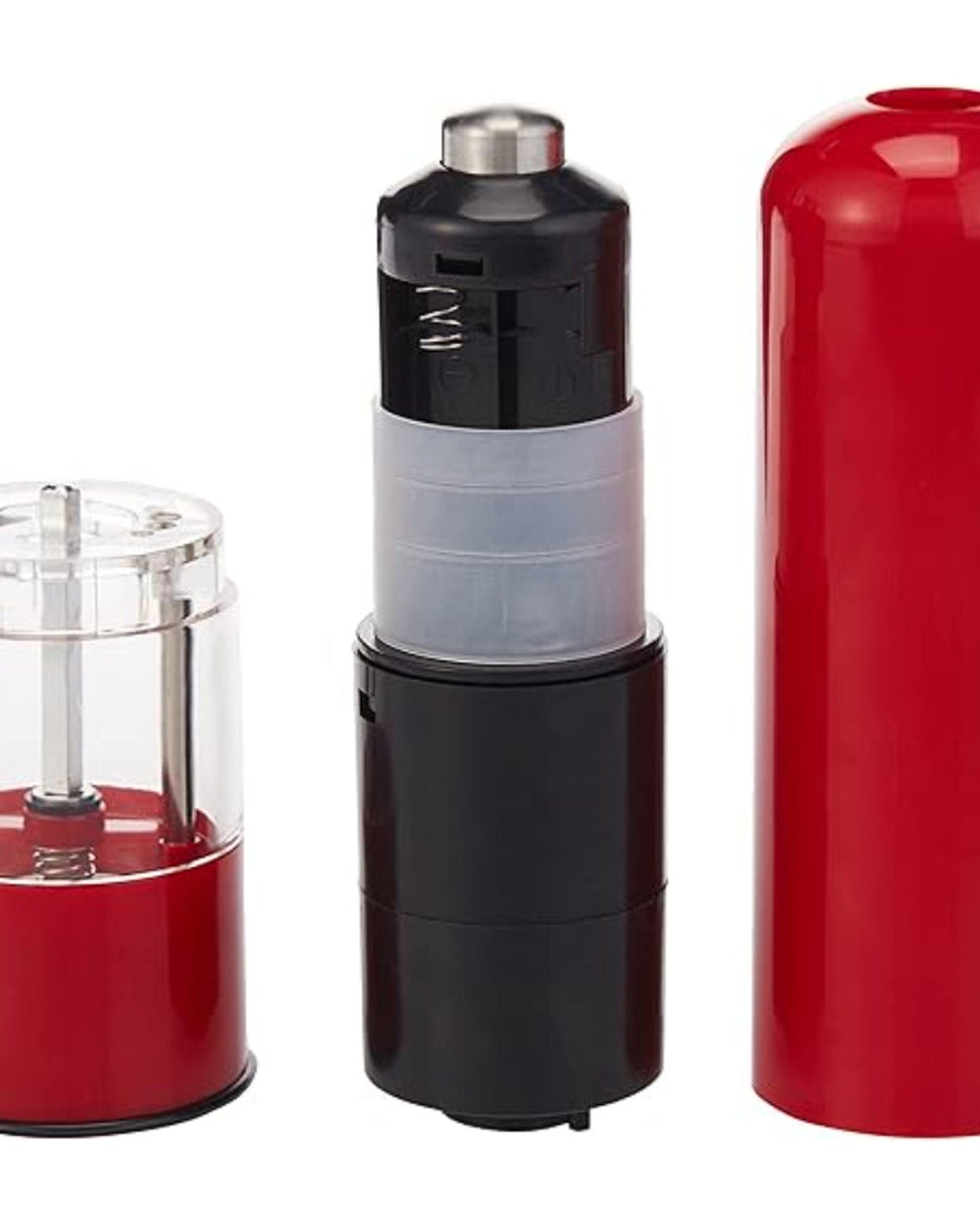 Cuisine Art Salt & Pepper Electric Dispenser, Red | Battery Operated | One-Touch Operation | Adjustable Grind Settings for Fresh Seasoning