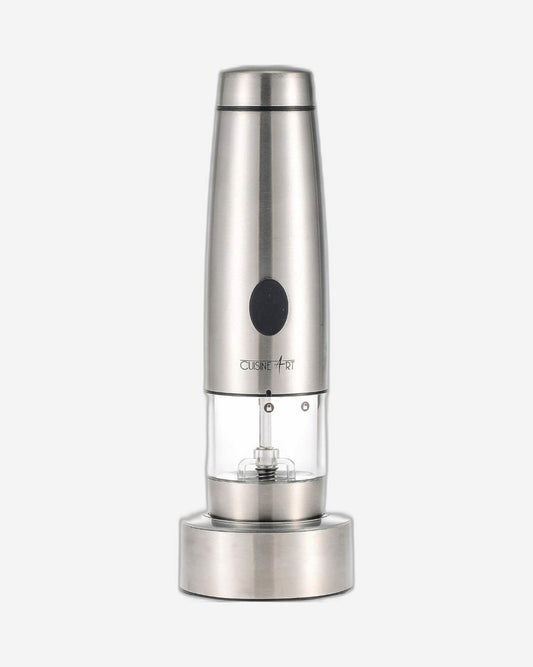 Cuisine Art Rechargeable Pepper Mill, Silver | Electric, Battery-Free | Adjustable Grind Settings for Fresh Pepper