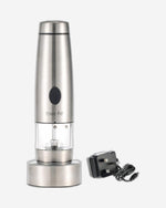 Cuisine Art Rechargeable Pepper Mill, Silver | Electric, Battery-Free | Adjustable Grind Settings for Fresh Pepper