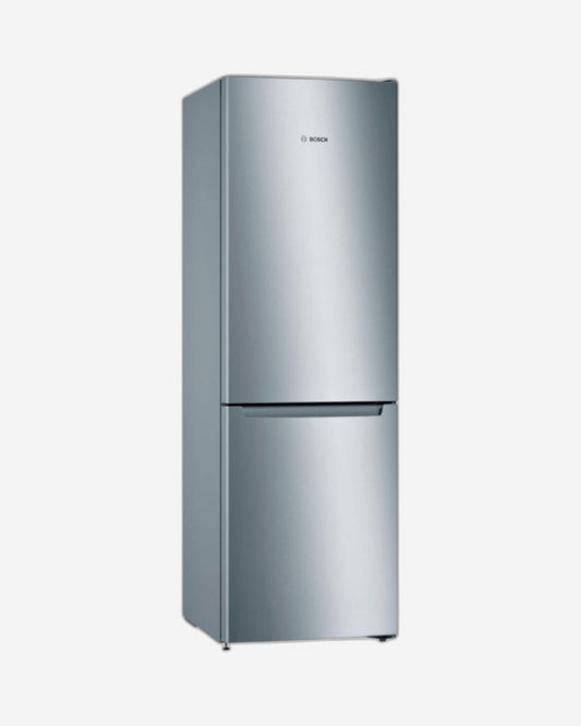 Bosch 329L Top Fridge Bottom Freezer – NoFrost, MultiAirflow, LED Lighting – KGN36NL30M, Silver Finish