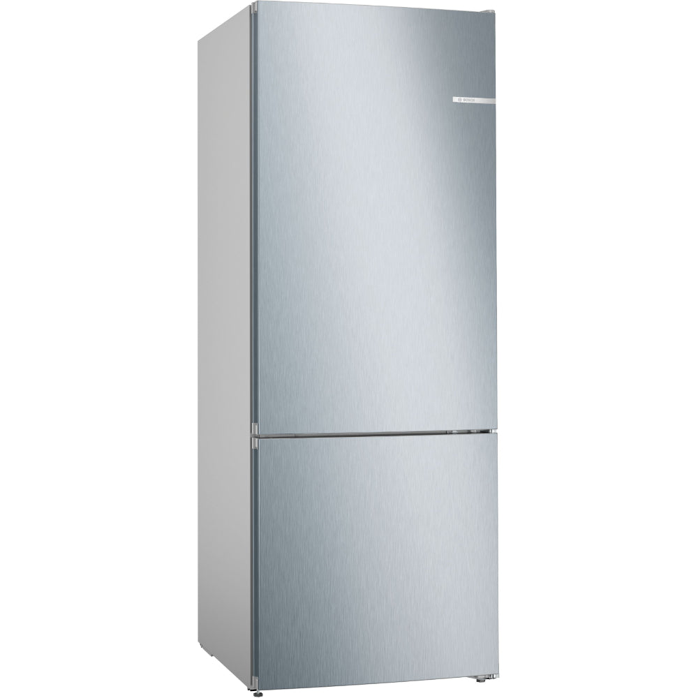 Bosch Series 4 Free-Standing Fridge-Freezer Refrigerator With Freezer At Bottom,186x70 cm, Inox-Look KGN55VL20M
