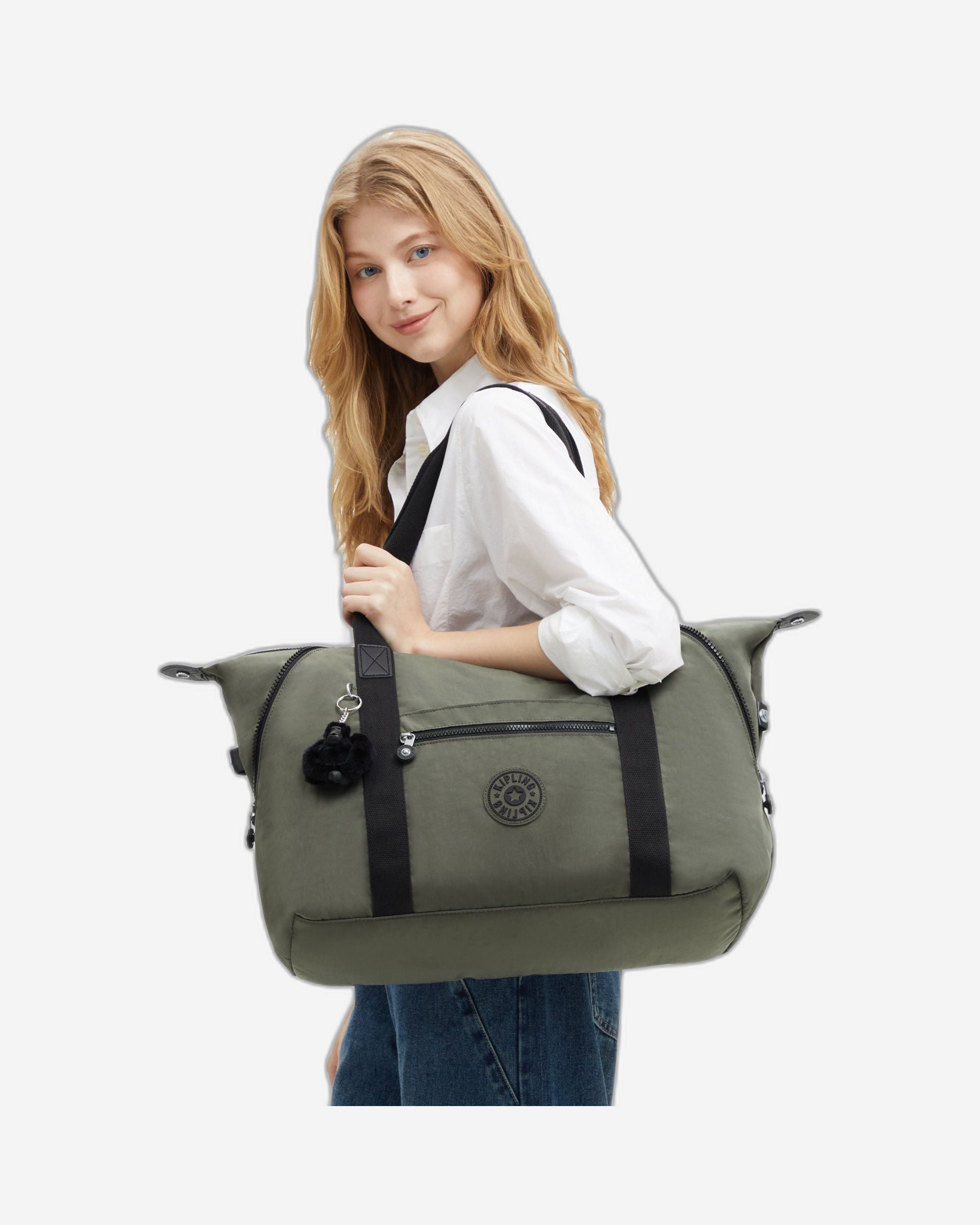 Kipling Art M Green Moss Tote Bag 13405-88D