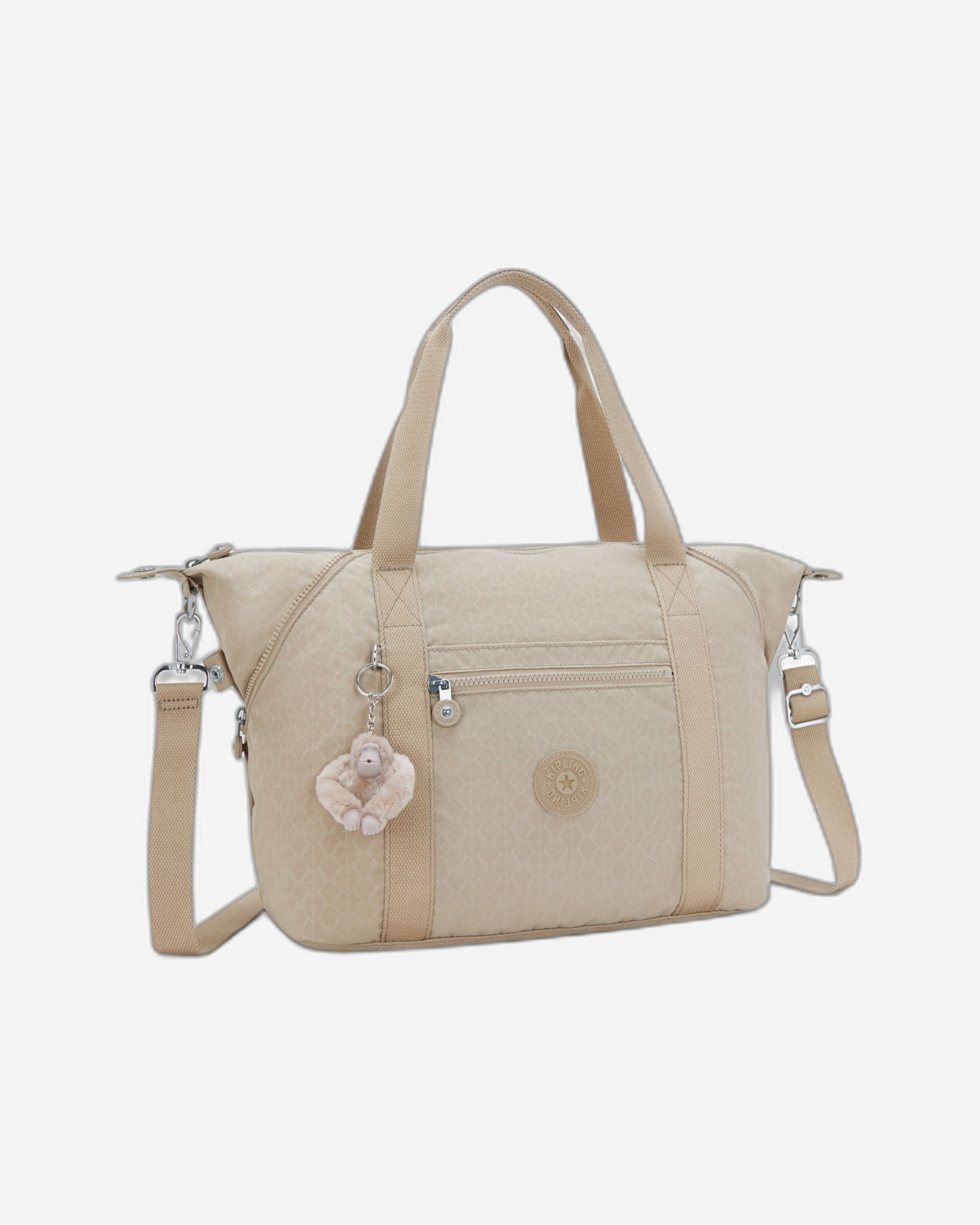 Kipling Art Signature Beige Embossed Tote Bag 21091-96A
