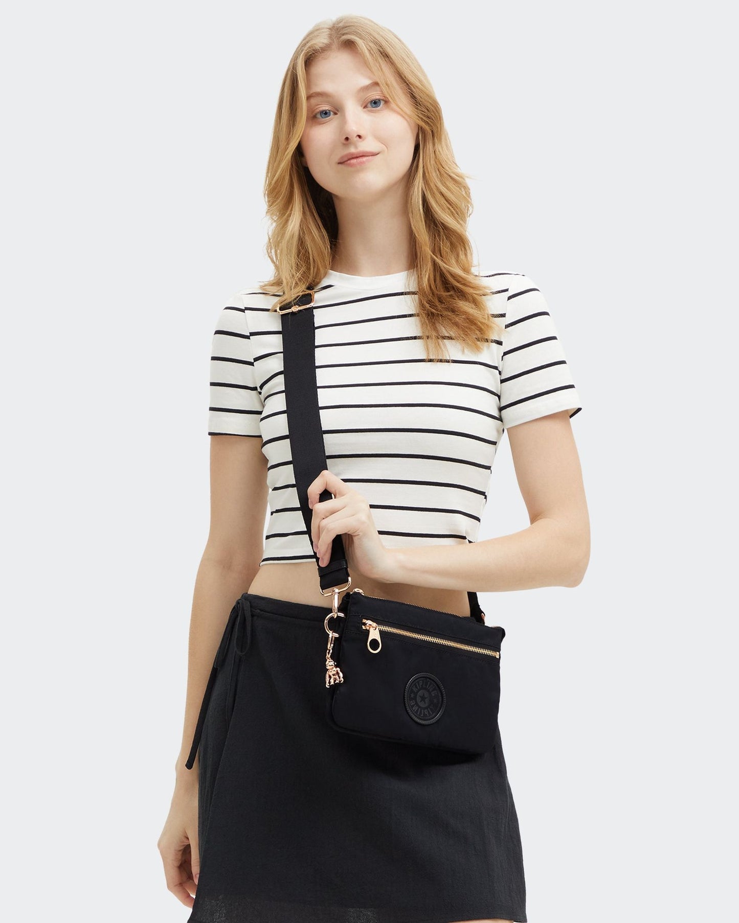 Kipling Riri Zip Blck Rose Spice Small Crossbody  I3302-62Q