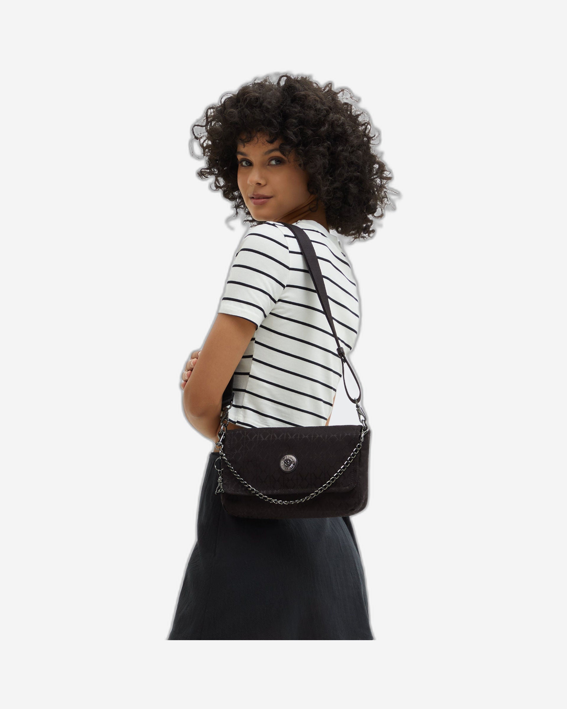 Kipling Aras Up Black Sign Jq Shoulder Bag I3353-Y12