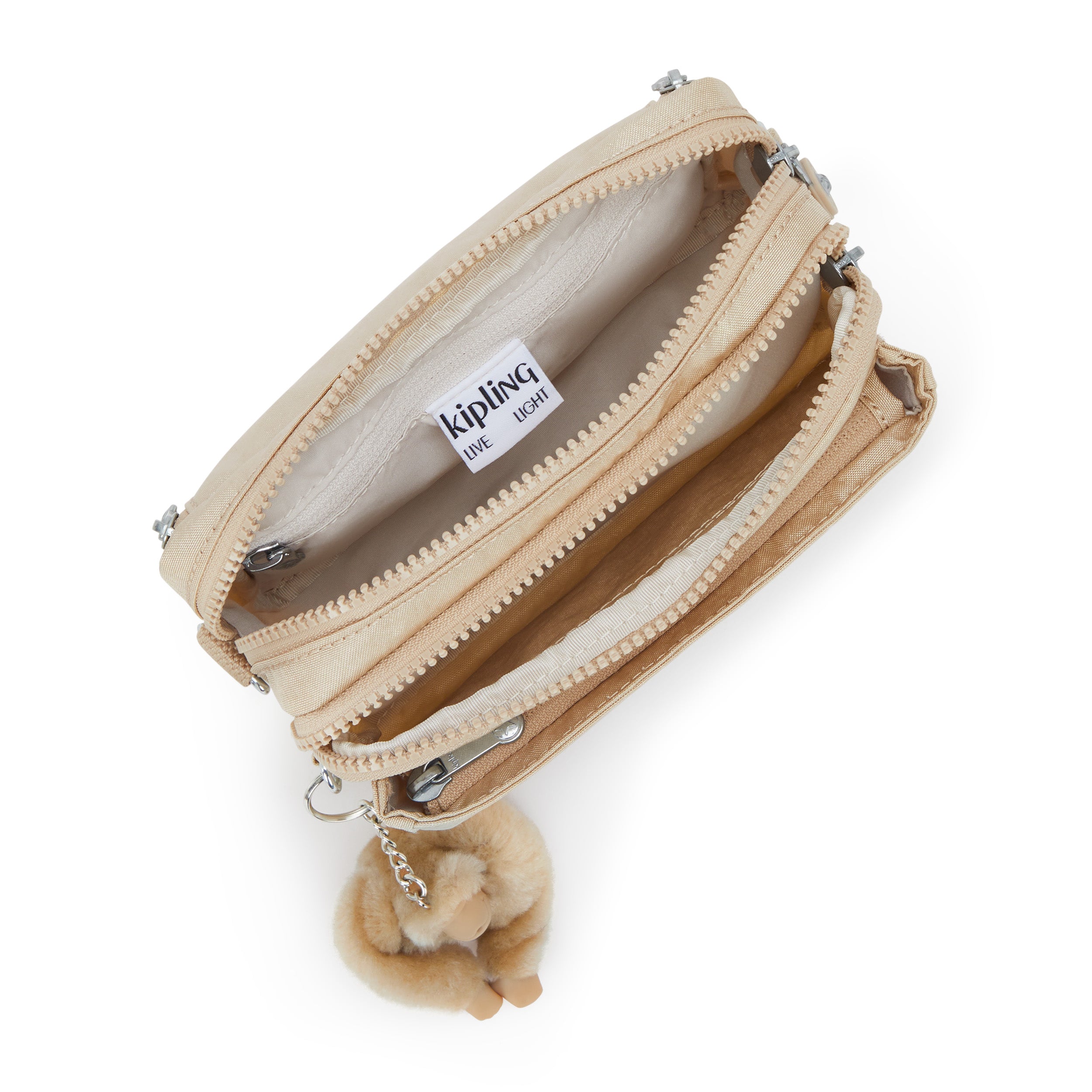 Kipling Abanu Multi Sparkled Beige Small crossbody convertible to waistbag (with removable shoulderstrap) I3492-5DV