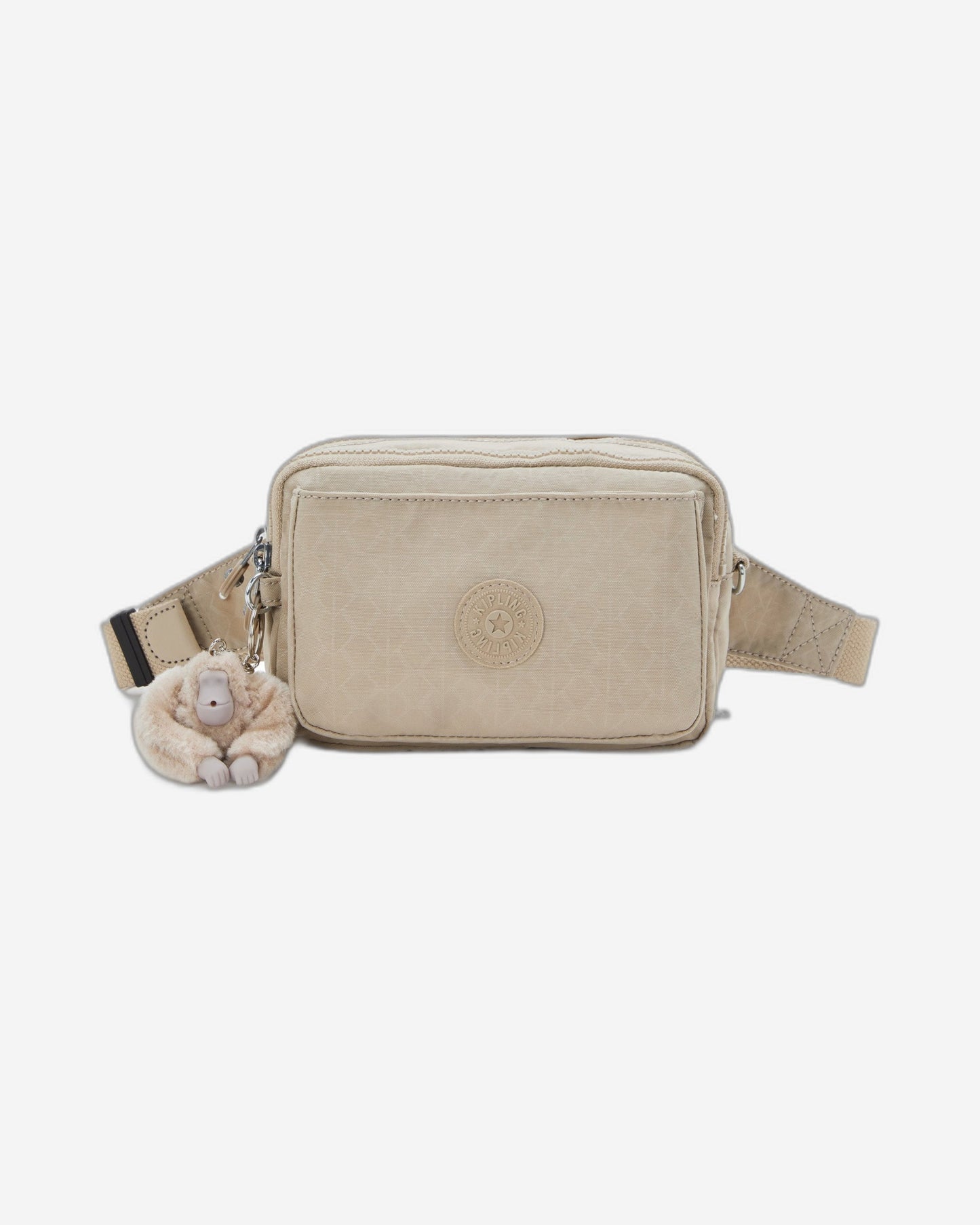 Kipling Abanu Multi Signature Beige Embossed Small Crossbody Bag I3492-96A