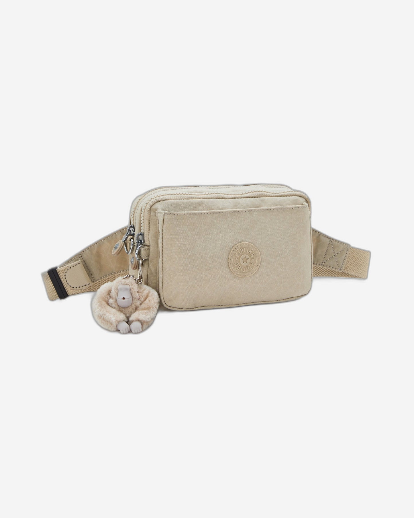 Kipling Abanu Multi Signature Beige Embossed Small Crossbody Bag I3492-96A
