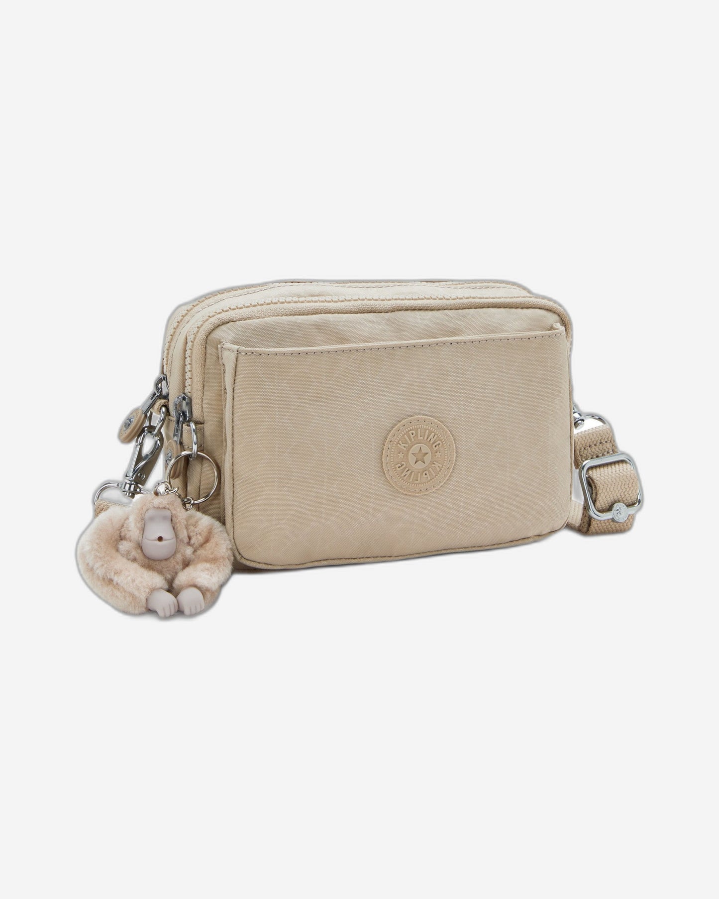 Kipling Abanu Multi Signature Beige Embossed Small Crossbody Bag I3492-96A