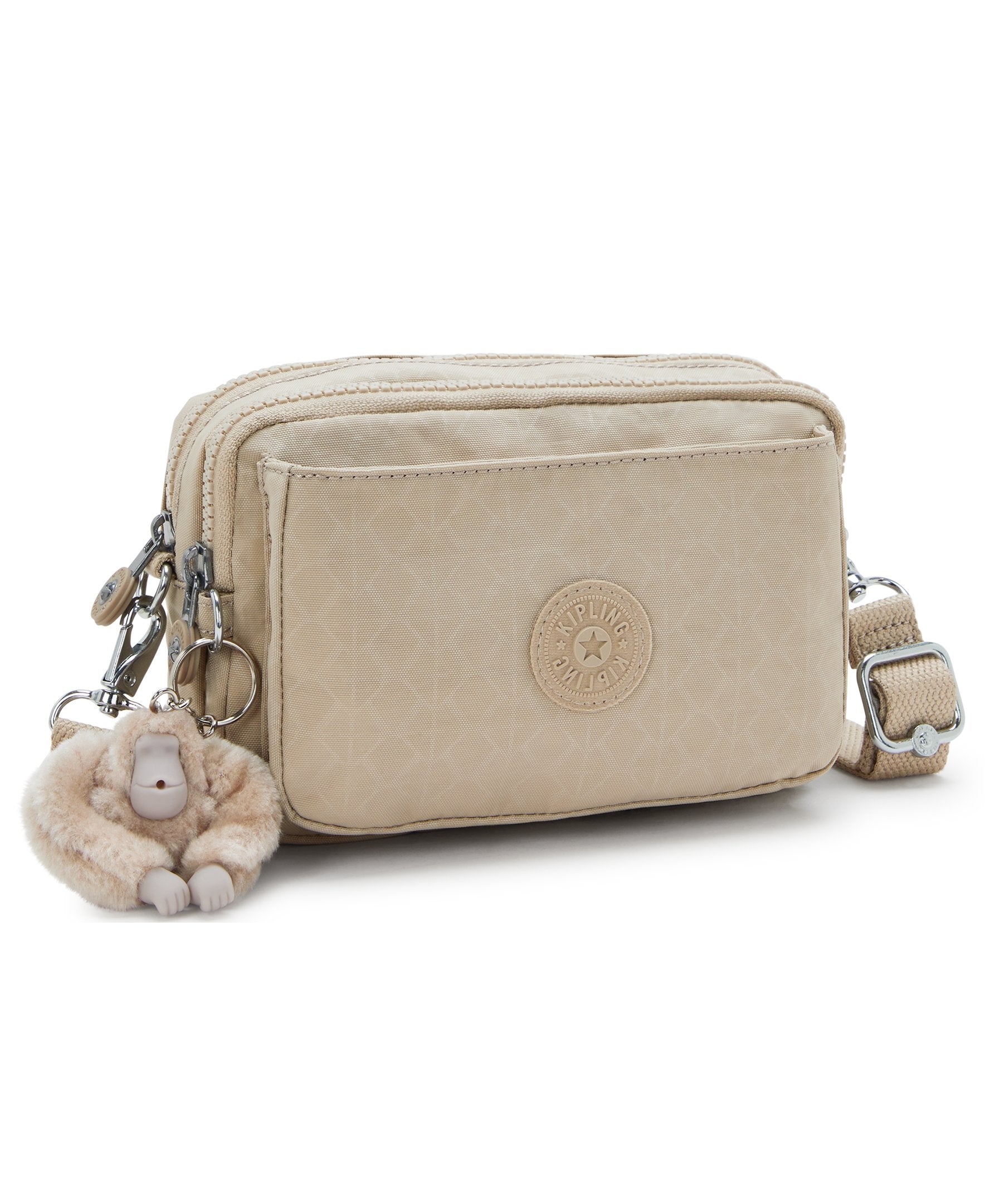 Kipling Abanu Multi Signature Beige Embossed Crossbody Bag I3492-96A