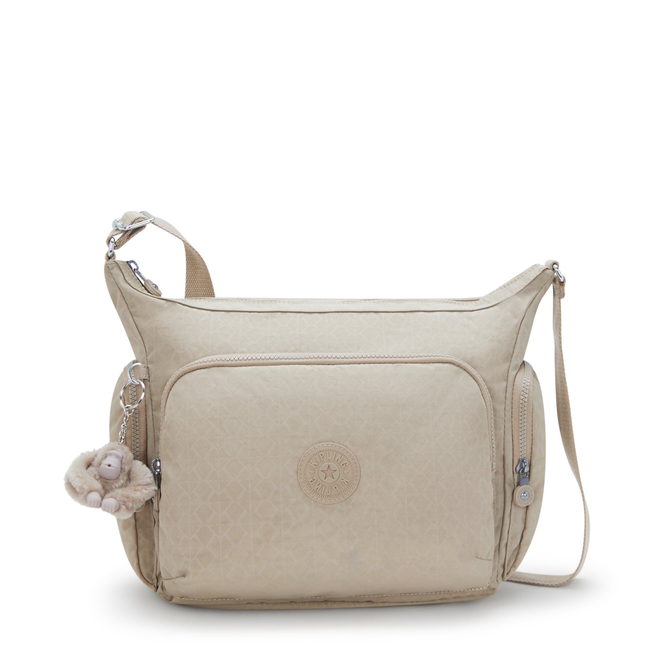 Kipling Gabb Signature Beige Embossed Large Crossbody Bag I3945-96A