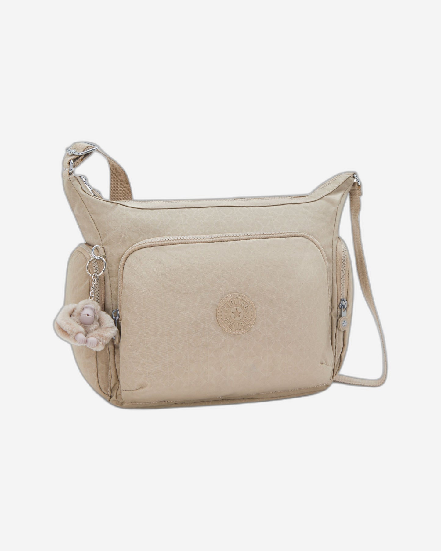 Kipling Gabb Signature Beige Embossed Large Crossbody Bag I3945-96A