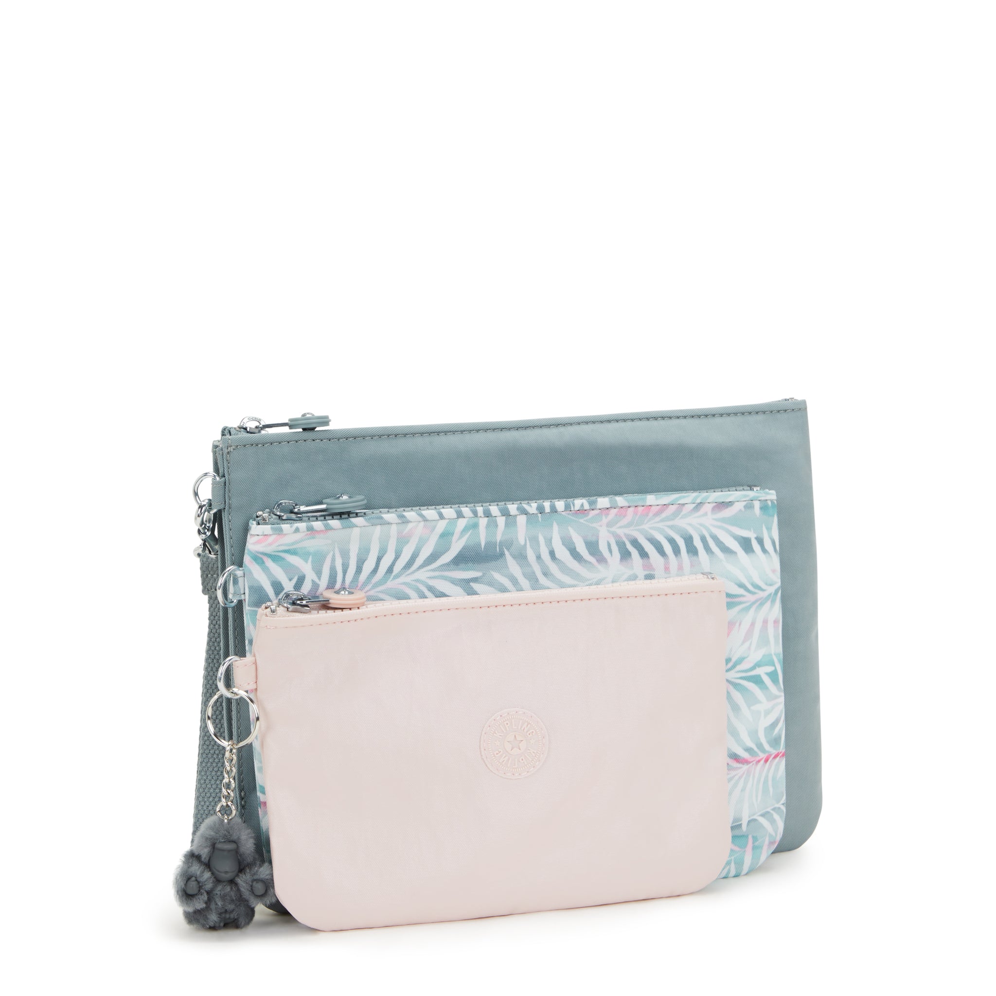 Kipling Iaka L Wristlet Relaxed Grey 3 Pouches Pouche I4219-3NL
