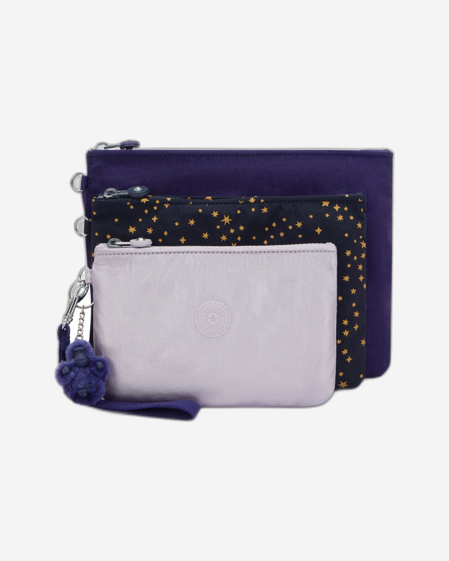 KIPLING Iaka L Wristlet Moonlit Blue 3 large pouches (with removable wristlet) I4219-4GA