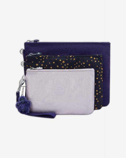 KIPLING Iaka L Wristlet Moonlit Blue 3 large pouches (with removable wristlet) I4219-4GA